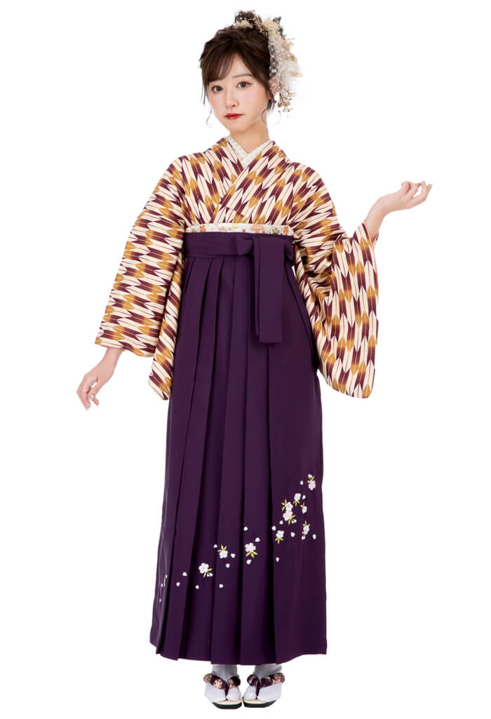 1135ムラサキ・金茶矢がすりC×紫斜め刺繍ザクラ
