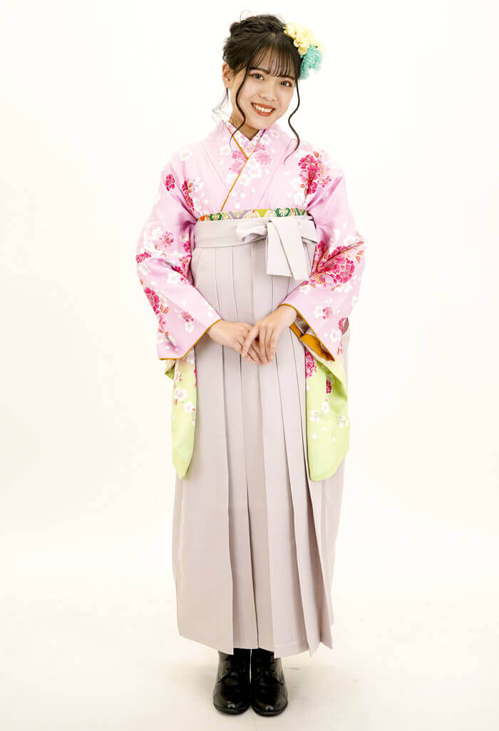レンタル袴：OUピンク桜×スモーキーピンク