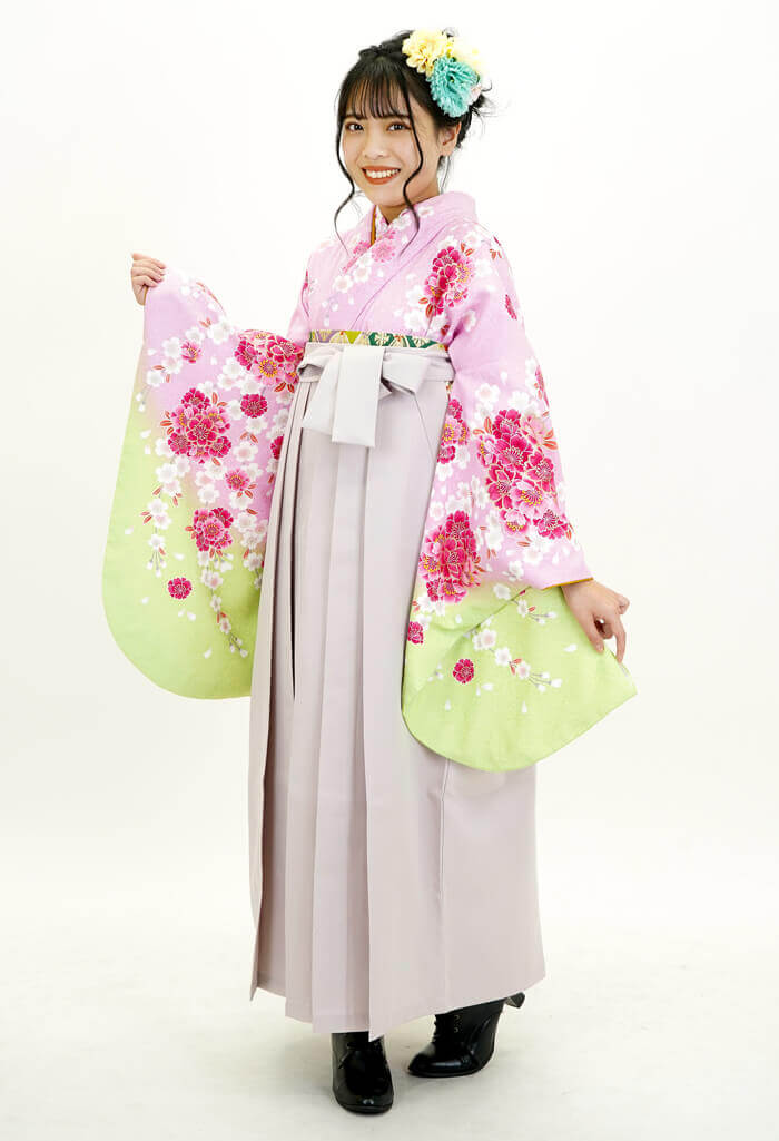 レンタル袴：OUピンク桜×スモーキーピンク