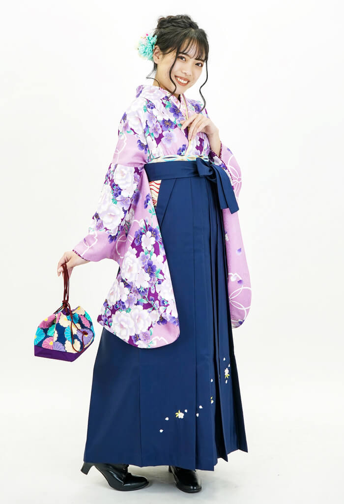 レンタル袴：HL薄紫ぼたんと桜×コンシシュウ