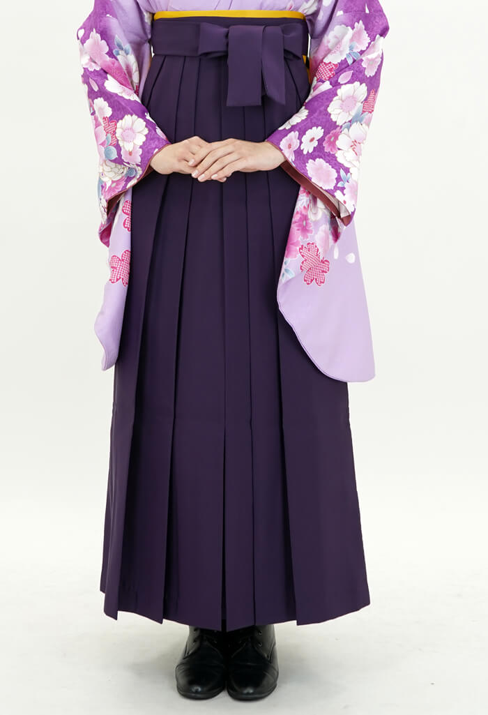 レンタル袴：ムラサキに疋田桜と花小袖×ムラサキ
