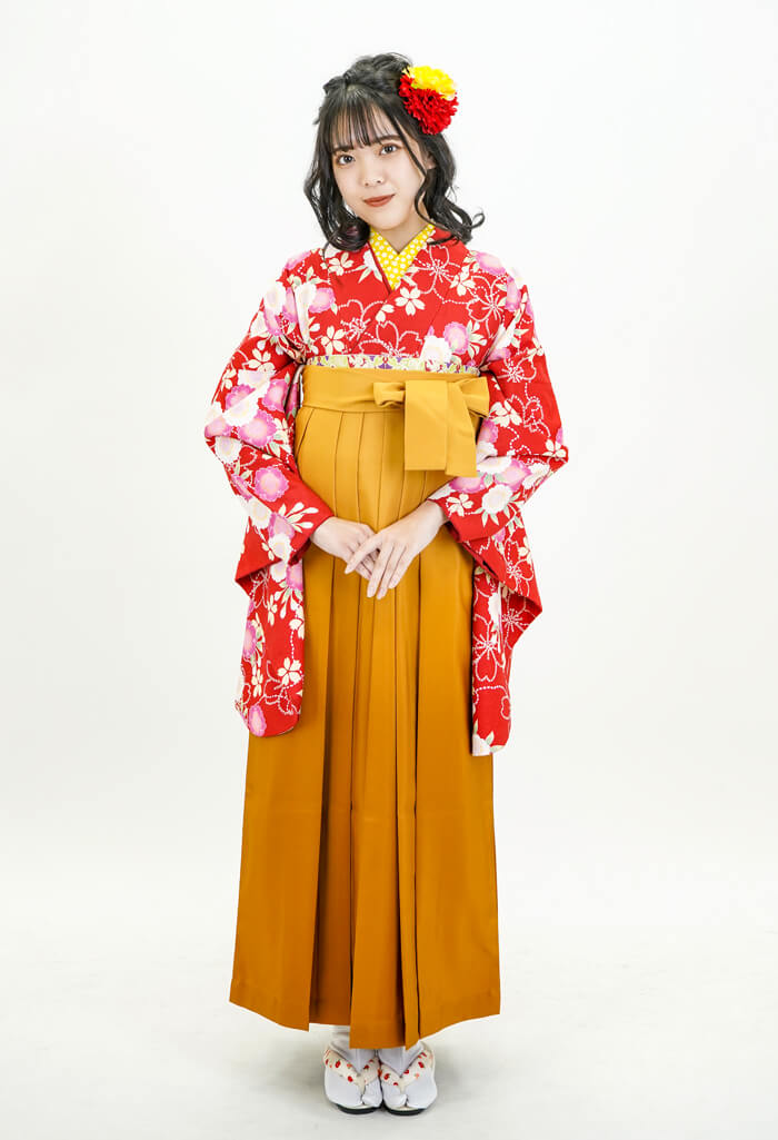 レンタル袴：アカ雪輪ヤエザクラ×キンチャボカシ