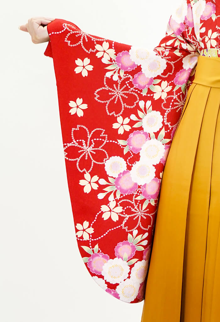 レンタル袴：アカ雪輪ヤエザクラ×キンチャボカシ