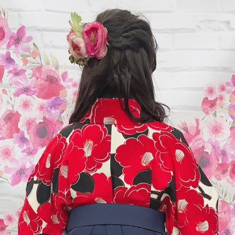 卒業式袴レンタル店アンジュを利用したお客様の写真「髪型・ヘアアレンジ・ヘアセット・花飾り×ハーフアップ」
