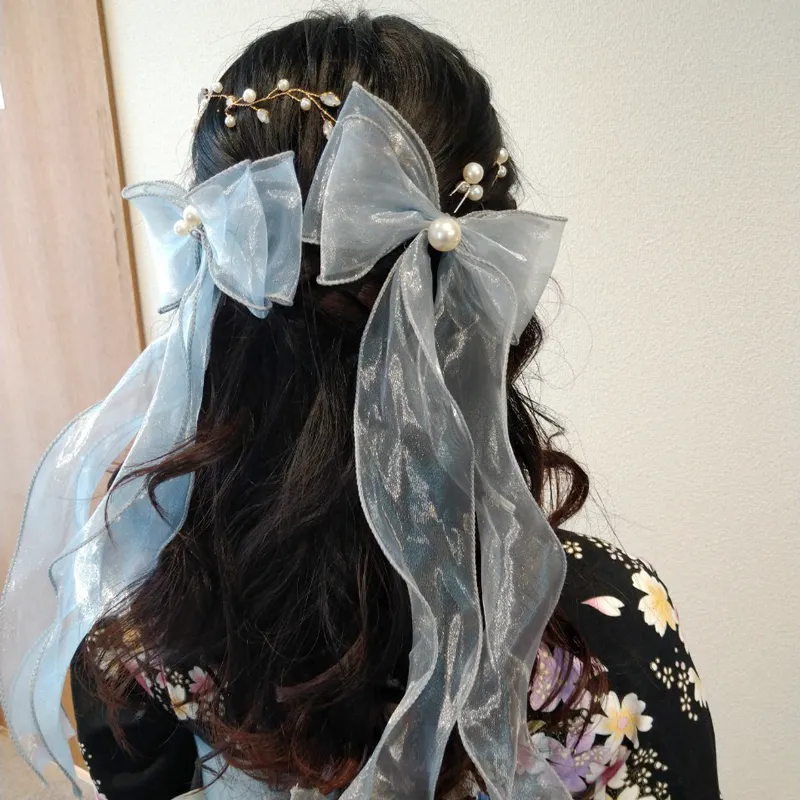 卒業式袴レンタル店アンジュを利用したお客様の写真「髪型・ヘアアレンジ・ヘアセット・フェミニン×ゆるハーフアップ」