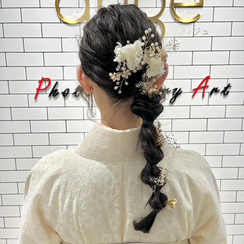 卒業式袴レンタル店アンジュを利用したお客様の写真「髪型・ヘアアレンジ・ヘアセット・玉ねぎポニー×サイド」